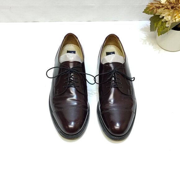 Bostonian Impression Leather Oxford Men 8.5 Leather Sole D/B Width Brown Cap Toe - Picture 4 of 11